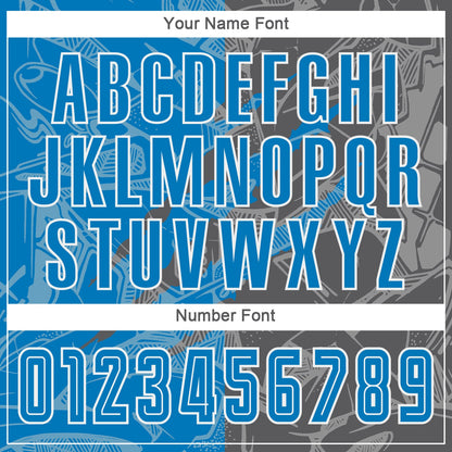 Custom Graffiti Pattern Blue-Steel Gray Scratch Sublimation Soccer Uniform Jersey - Sky-Custom