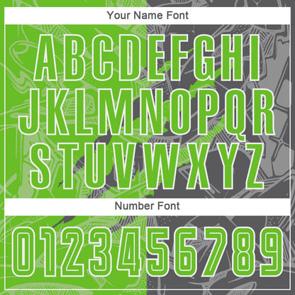 Custom Graffiti Pattern Aurora Green-Steel Gray Scratch Sublimation Soccer Uniform Jersey - Sky-Custom
