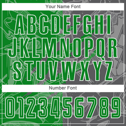 Custom Graffiti Pattern Grass Green-Steel Gray Scratch Sublimation Soccer Uniform Jersey - Sky-Custom