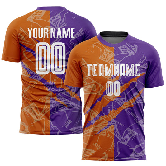 Custom Graffiti Pattern Texas Orange-Purple Scratch Sublimation Soccer Uniform Jersey - Sky-Custom