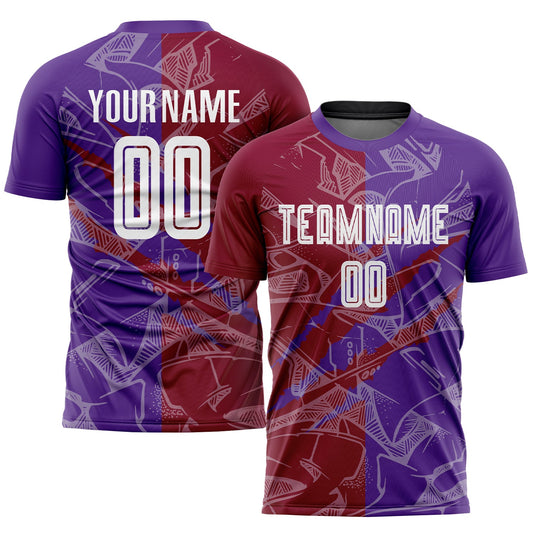 Custom Graffiti Pattern Maroon-Purple Scratch Sublimation Soccer Uniform Jersey - Sky-Custom