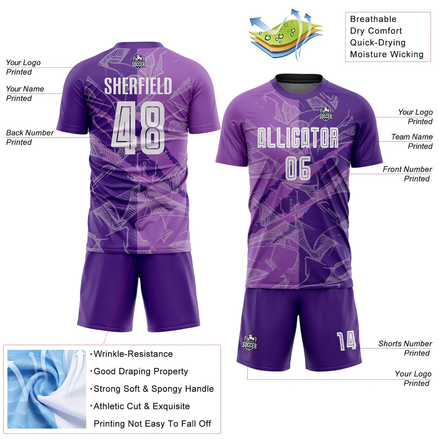 Custom Graffiti Pattern Medium Purple-Purple Scratch Sublimation Soccer Uniform Jersey - Sky-Custom