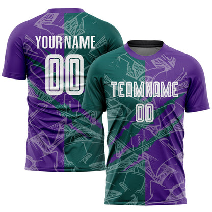 Custom Graffiti Pattern Midnight Green-Purple Scratch Sublimation Soccer Uniform Jersey - Sky-Custom