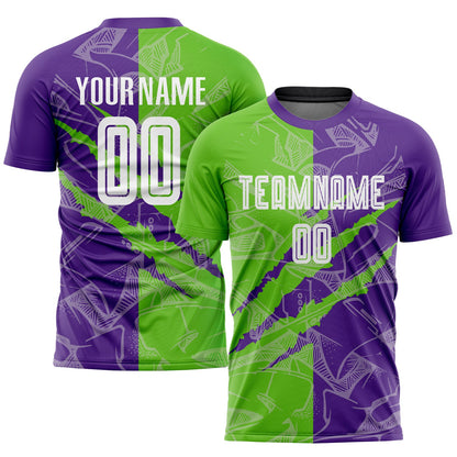 Custom Graffiti Pattern Aurora Green-Purple Scratch Sublimation Soccer Uniform Jersey - Sky-Custom