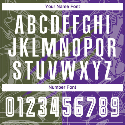 Custom Graffiti Pattern Olive-Purple Scratch Sublimation Soccer Uniform Jersey - Sky-Custom