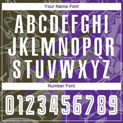 Custom Graffiti Pattern Olive-Purple Scratch Sublimation Soccer Uniform Jersey - Sky-Custom