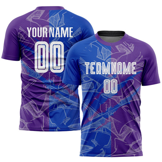 Custom Graffiti Pattern Thunder Blue-Purple Scratch Sublimation Soccer Uniform Jersey - Sky-Custom
