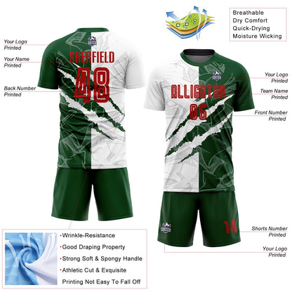 Custom Graffiti Pattern Red-Green Scratch Sublimation Soccer Uniform Jersey - Sky-Custom