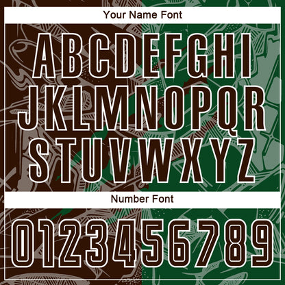 Custom Graffiti Pattern Brown-Green Scratch Sublimation Soccer Uniform Jersey - Sky-Custom