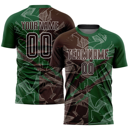 Custom Graffiti Pattern Brown-Green Scratch Sublimation Soccer Uniform Jersey - Sky-Custom