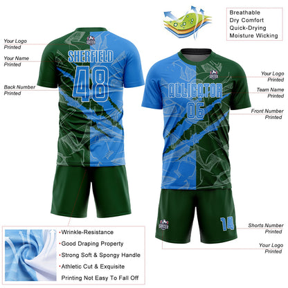 Custom Graffiti Pattern Powder Blue-Green Scratch Sublimation Soccer Uniform Jersey - Sky-Custom