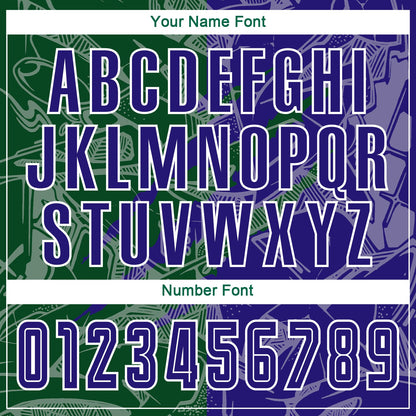 Custom Graffiti Pattern Dark Purple-Green Scratch Sublimation Soccer Uniform Jersey - Sky-Custom