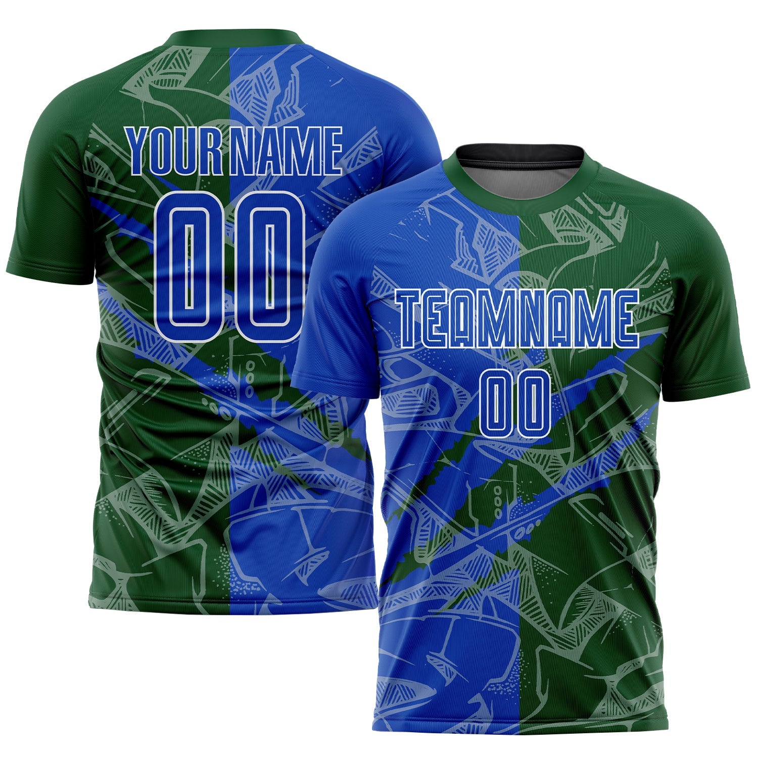 Custom Graffiti Pattern Thunder Blue-Green Scratch Sublimation Soccer Uniform Jersey - Sky-Custom