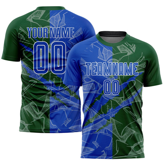 Custom Graffiti Pattern Thunder Blue-Green Scratch Sublimation Soccer Uniform Jersey - Sky-Custom
