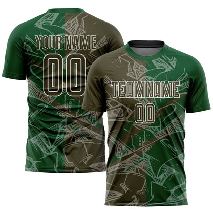 Custom Graffiti Pattern Olive-Green Scratch Sublimation Soccer Uniform Jersey - Sky-Custom