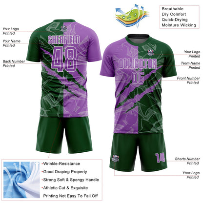 Custom Graffiti Pattern Medium Purple-Green Scratch Sublimation Soccer Uniform Jersey - Sky-Custom