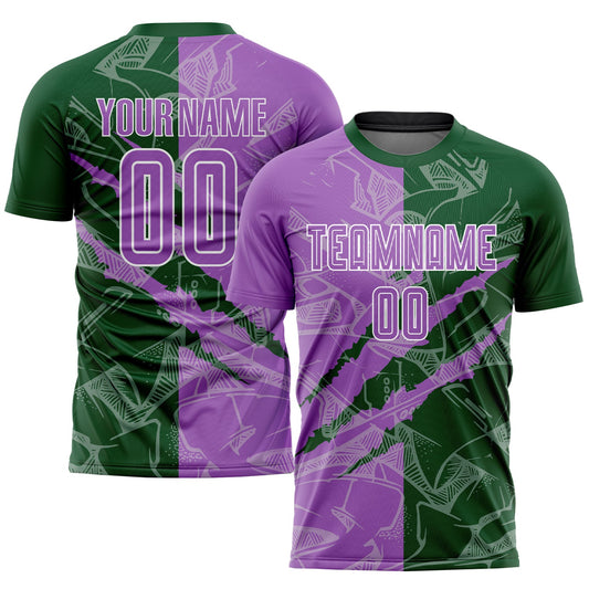 Custom Graffiti Pattern Medium Purple-Green Scratch Sublimation Soccer Uniform Jersey - Sky-Custom