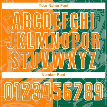 Custom Graffiti Pattern Bay Orange-Kelly Green Scratch Sublimation Soccer Uniform Jersey - Sky-Custom
