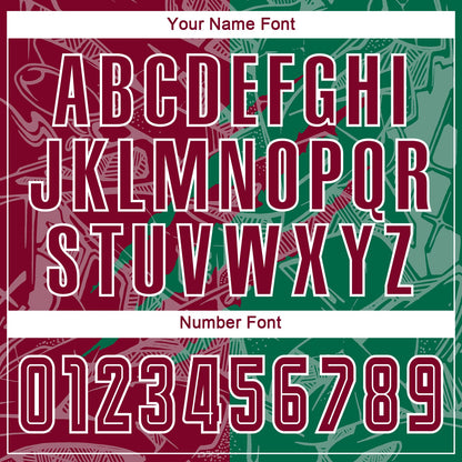 Custom Graffiti Pattern Maroon-Kelly Green Scratch Sublimation Soccer Uniform Jersey - Sky-Custom