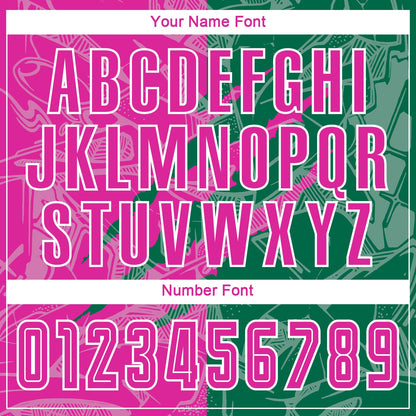 Custom Graffiti Pattern Deep Pink-Kelly Green Scratch Sublimation Soccer Uniform Jersey - Sky-Custom