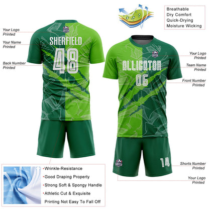 Custom Graffiti Pattern Aurora Green-Kelly Green Scratch Sublimation Soccer Uniform Jersey - Sky-Custom