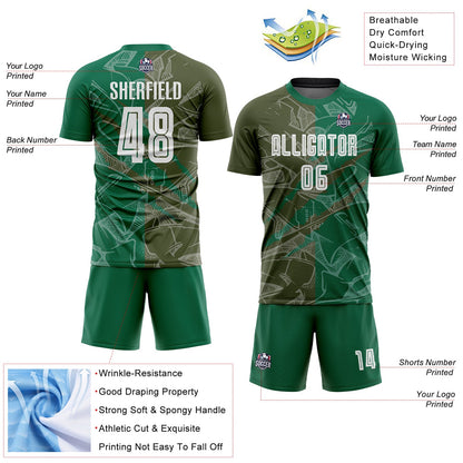 Custom Graffiti Pattern Olive-Kelly Green Scratch Sublimation Soccer Uniform Jersey - Sky-Custom