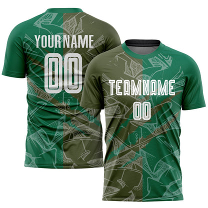 Custom Graffiti Pattern Olive-Kelly Green Scratch Sublimation Soccer Uniform Jersey - Sky-Custom