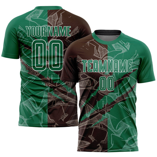 Custom Graffiti Pattern Kelly Green-Brown Scratch Sublimation Soccer Uniform Jersey - Sky-Custom