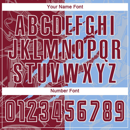 Custom Graffiti Pattern Crimson-Light Blue Scratch Sublimation Soccer Uniform Jersey - Sky-Custom