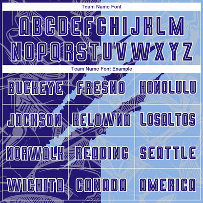 Custom Graffiti Pattern Dark Purple-Light Blue Scratch Sublimation Soccer Uniform Jersey - Sky-Custom