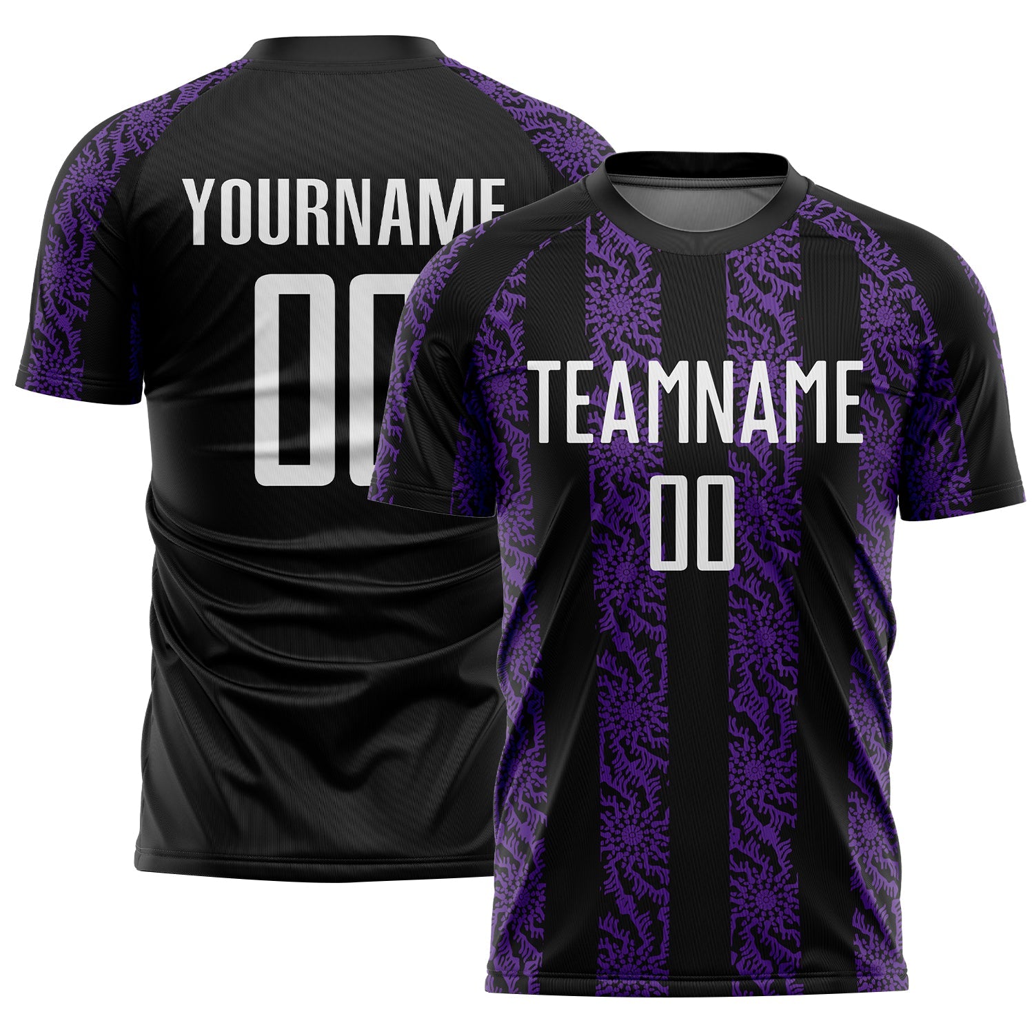 Custom Black White-Purple Abstract Shape Sublimation Soccer Uniform Jersey - Sky-Custom