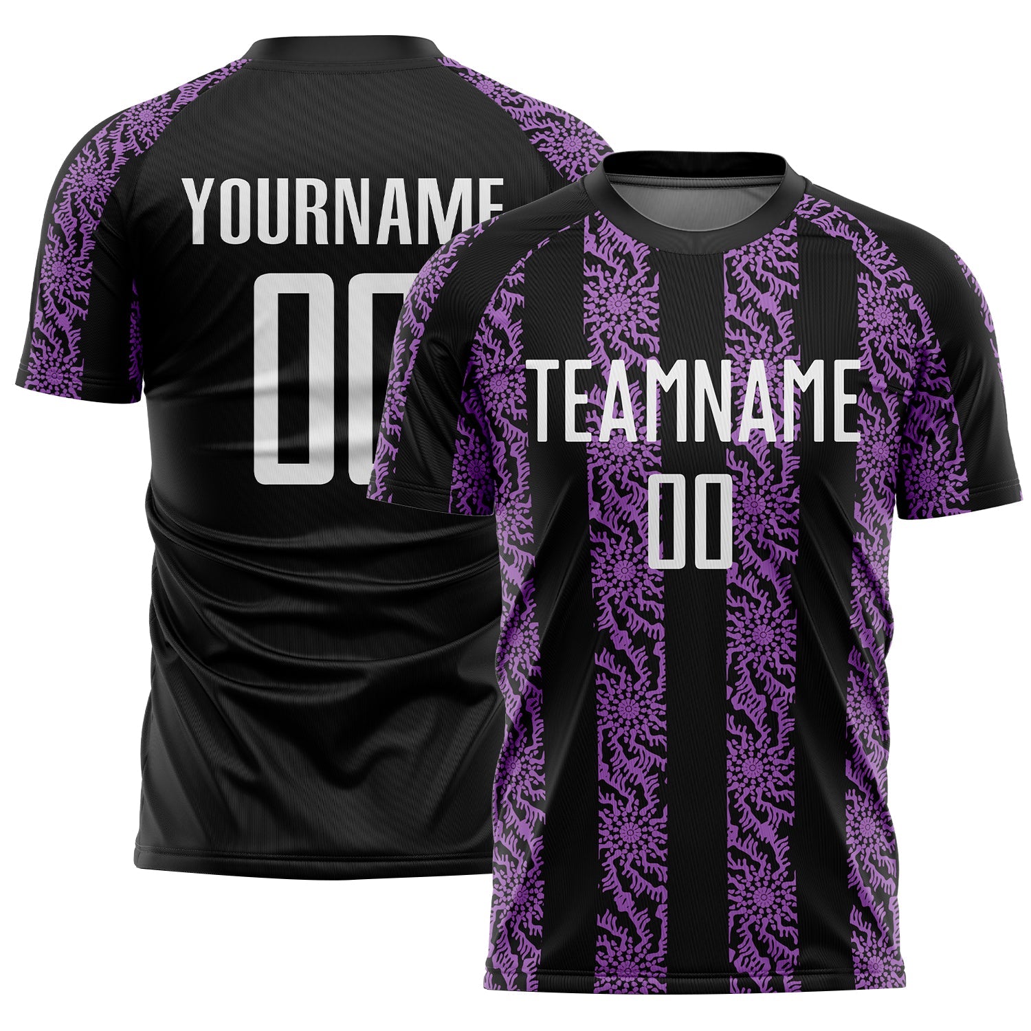 Custom Black White-Medium Purple Abstract Shape Sublimation Soccer Uniform Jersey - Sky-Custom