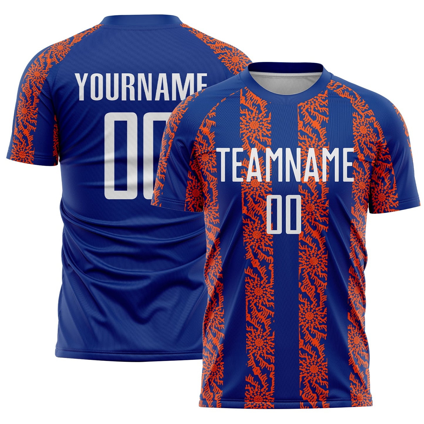 Custom Royal White-Orange Abstract Shape Sublimation Soccer Uniform Jersey - Sky-Custom