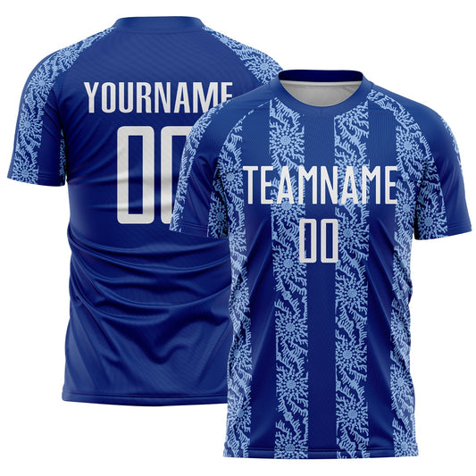 Custom Royal White-Light Blue Abstract Shape Sublimation Soccer Uniform Jersey - Sky-Custom