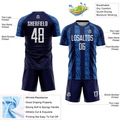 Custom Navy White-Powder Blue Abstract Shape Sublimation Soccer Uniform Jersey - Sky-Custom