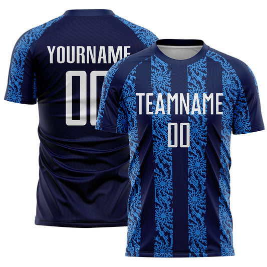 Custom Navy White-Powder Blue Abstract Shape Sublimation Soccer Uniform Jersey - Sky-Custom