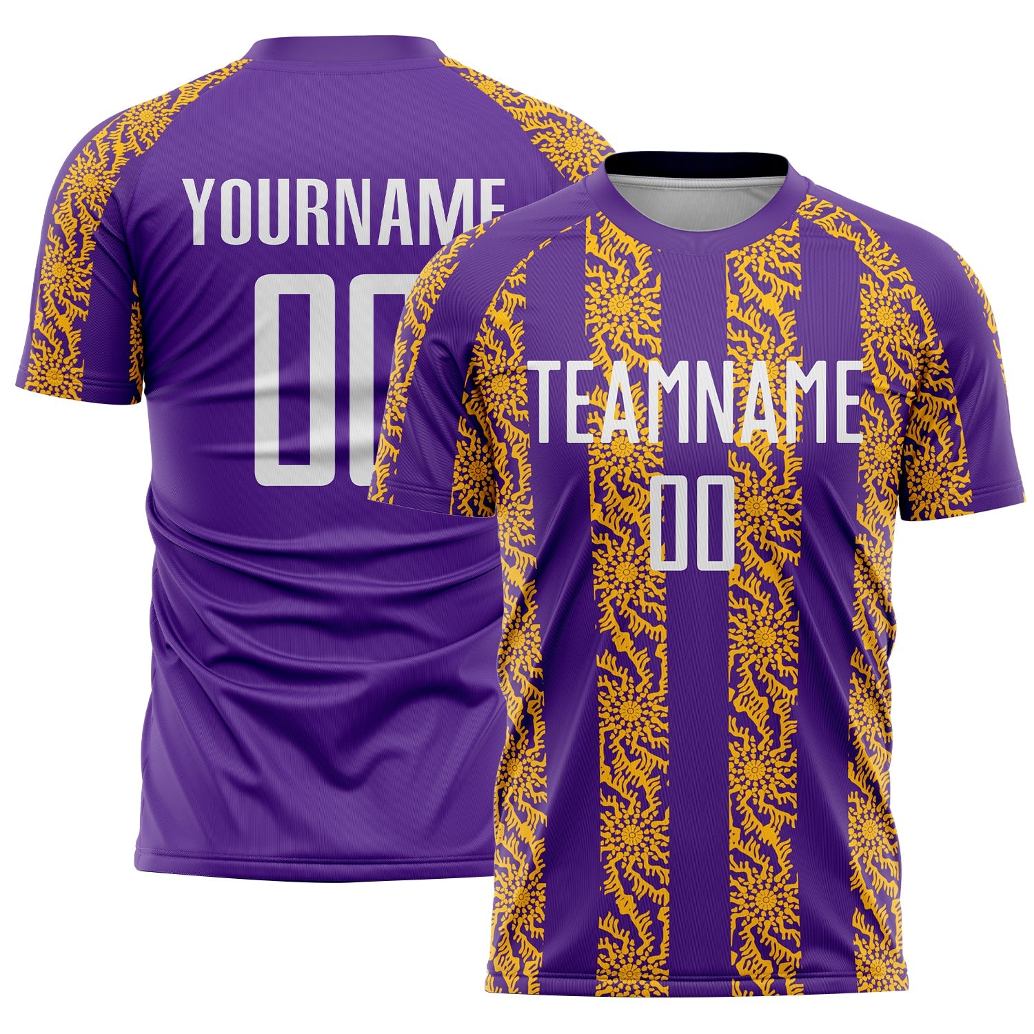 Custom Purple White-Gold Abstract Shape Sublimation Soccer Uniform Jersey - Sky-Custom