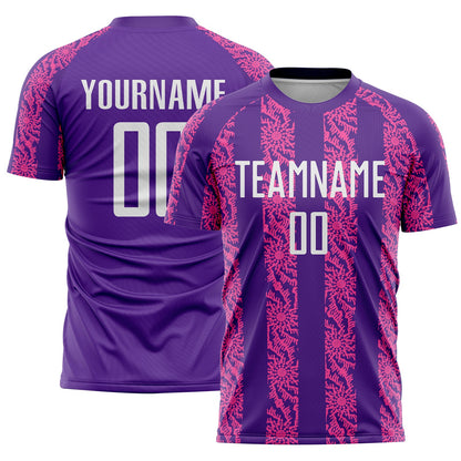 Custom Purple White-Pink Abstract Shape Sublimation Soccer Uniform Jersey - Sky-Custom