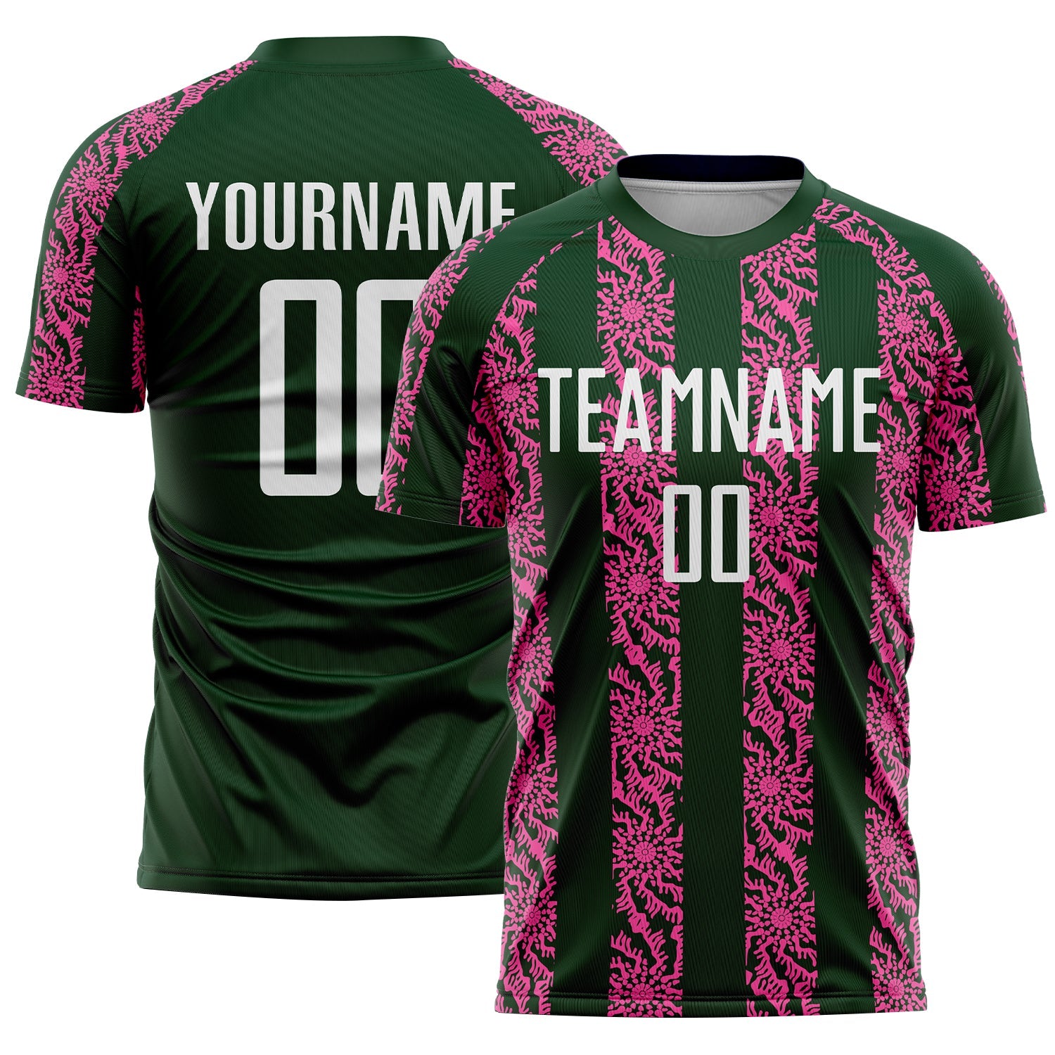 Custom Green White-Pink Abstract Shape Sublimation Soccer Uniform Jersey - Sky-Custom