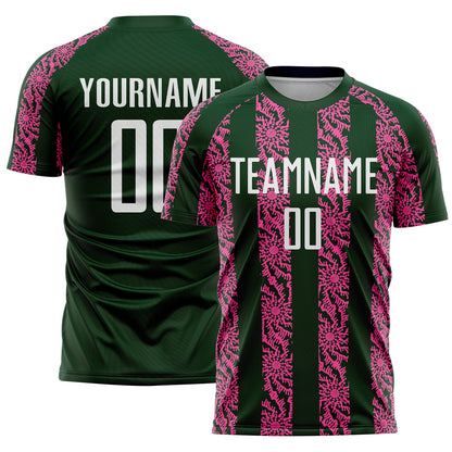 Custom Green White-Pink Abstract Shape Sublimation Soccer Uniform Jersey - Sky-Custom