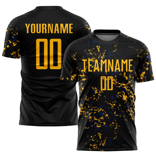 Custom Black Gold-Royal Abstract Fragment Art Sublimation Soccer Uniform Jersey - Sky-Custom