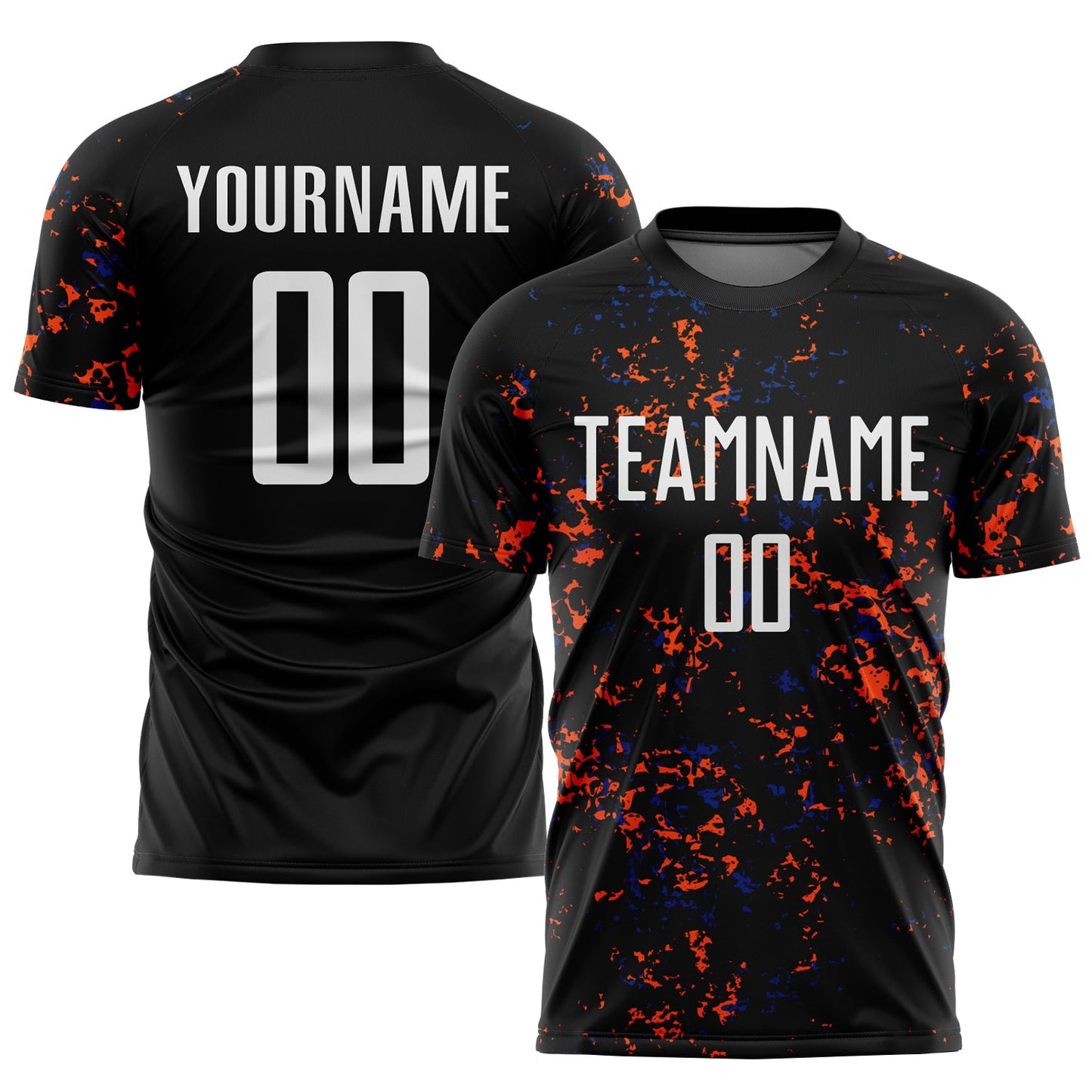 Custom Black Orange-Royal Abstract Fragment Art Sublimation Soccer Uniform Jersey - Sky-Custom