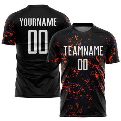 Custom Black Orange-Royal Abstract Fragment Art Sublimation Soccer Uniform Jersey - Sky-Custom
