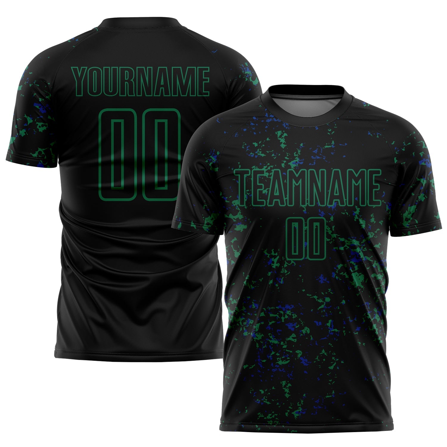 Custom Black Kelly Green-Royal Abstract Fragment Art Sublimation Soccer Uniform Jersey - Sky-Custom