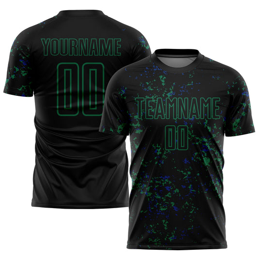 Custom Black Kelly Green-Royal Abstract Fragment Art Sublimation Soccer Uniform Jersey - Sky-Custom