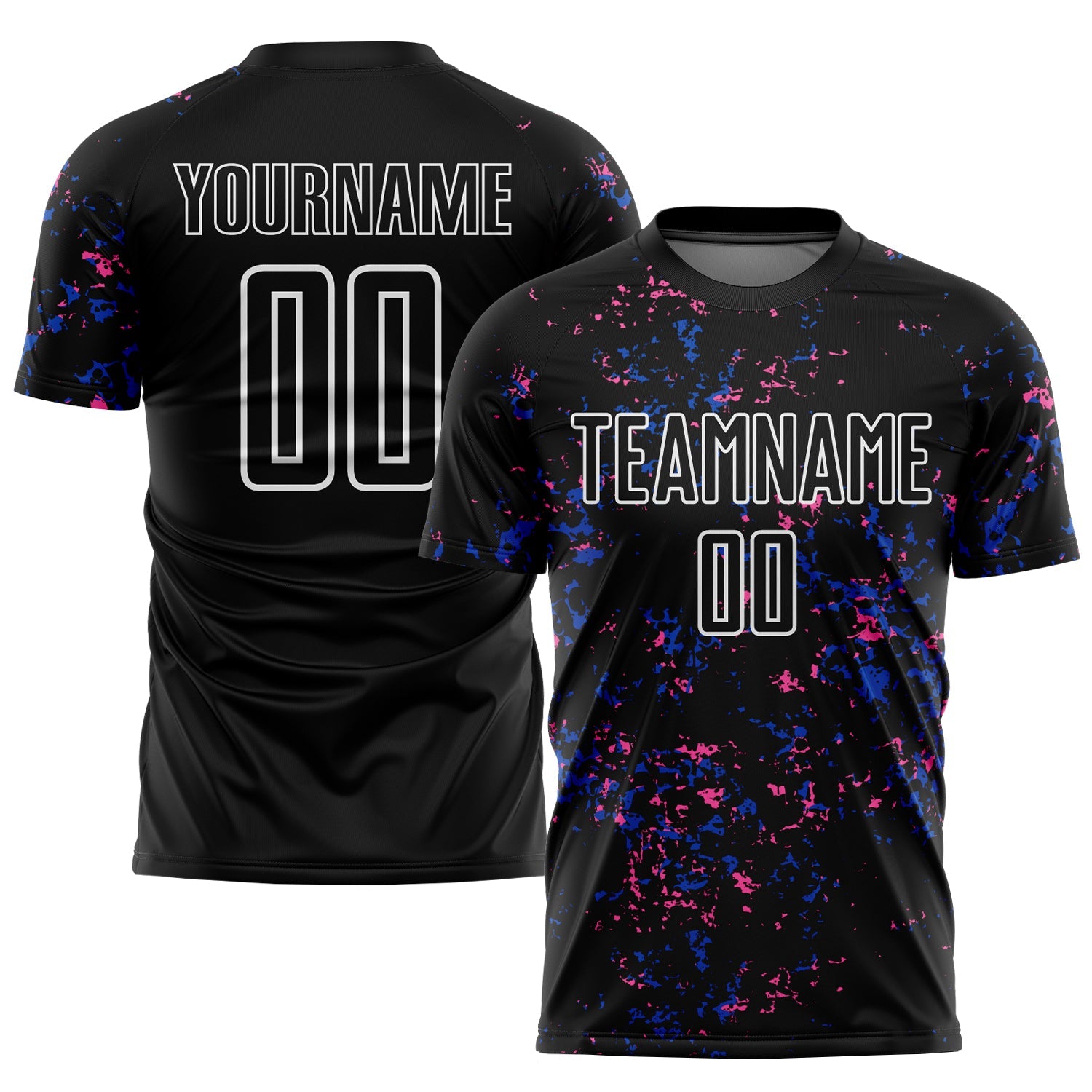 Custom Black Thunder Blue-Pink Abstract Fragment Art Sublimation Soccer Uniform Jersey - Sky-Custom