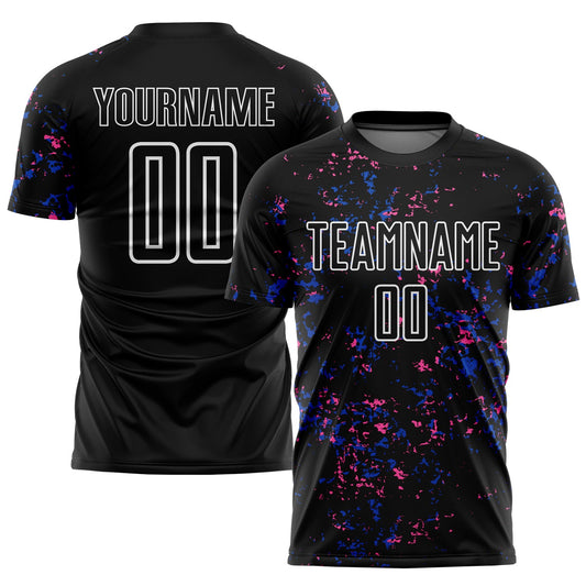 Custom Black Thunder Blue-Pink Abstract Fragment Art Sublimation Soccer Uniform Jersey - Sky-Custom