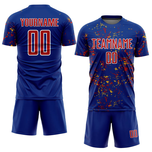 Custom Royal Red-Gold Abstract Fragment Art Sublimation Soccer Uniform Jersey - Sky-Custom
