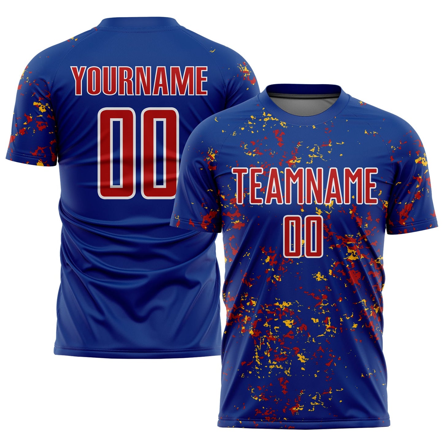 Custom Royal Red-Gold Abstract Fragment Art Sublimation Soccer Uniform Jersey - Sky-Custom