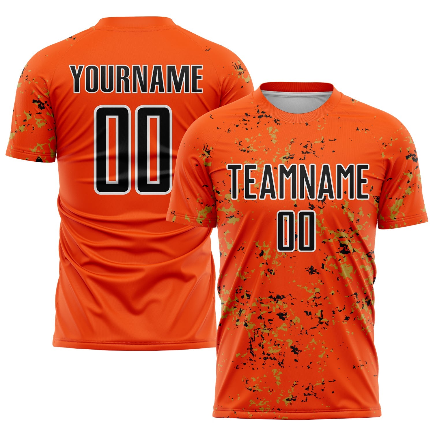 Custom Orange Black-Old Gold Abstract Fragment Art Sublimation Soccer Uniform Jersey - Sky-Custom